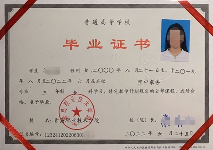 衡水青岛职业技术学院毕业证样本图片